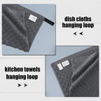 Fintale 100% Cotton Kitchen Towels and Dishcloths Set, 12 x 12 & 15 x 25 Inches, Set of 10 Bulk Super Soft and Absorbent Terry Cloth Dish Towels, Quick Drying Hand Towels with Hanging Loop, Dark Grey