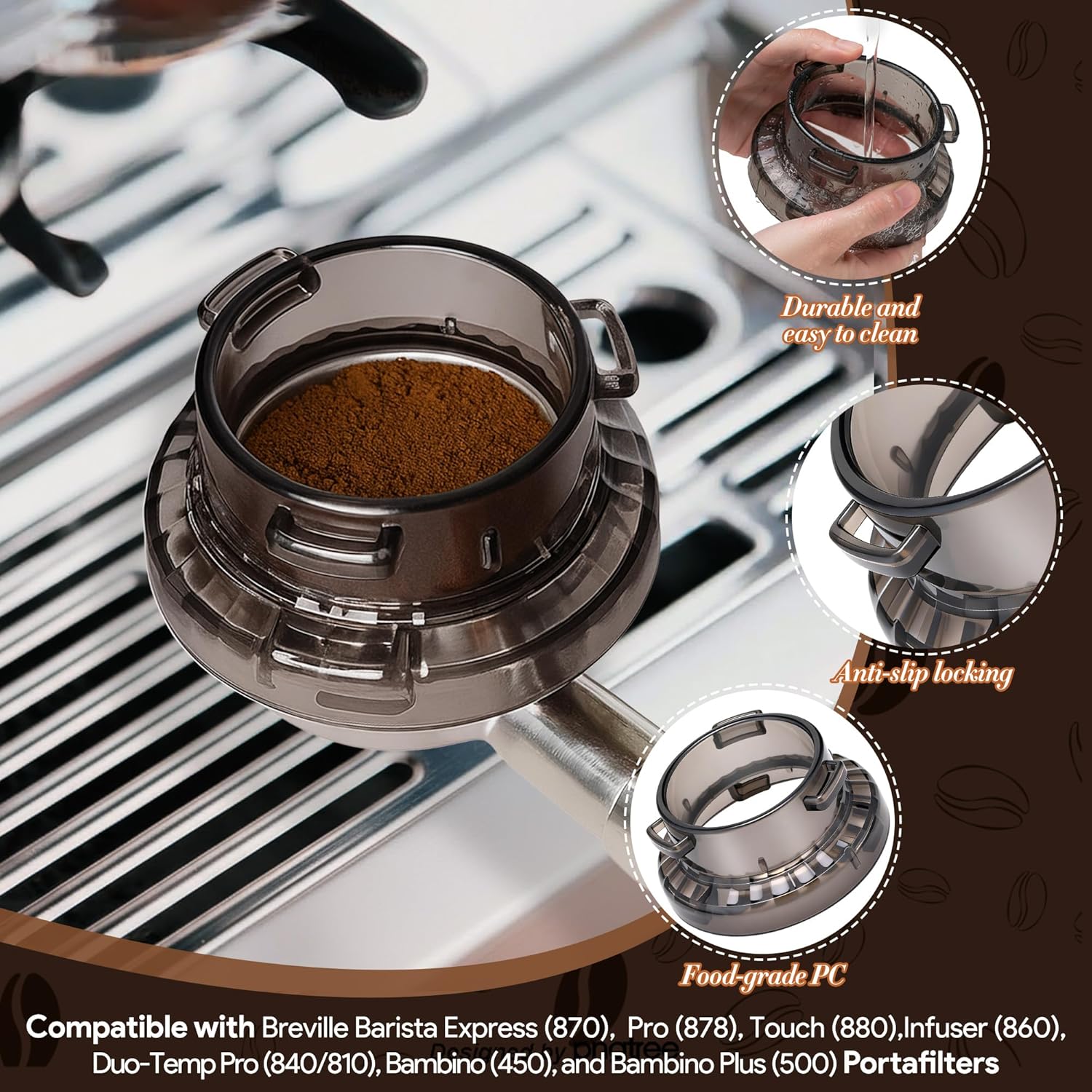 Feekoon Espresso Accessories Kit, WDT Espresso Distribution Tool, 54mm Dosing Funnel Compatible with Breville Barista and Bambino Machine, Coffee Stirrer Tool with 8 Needles and 4 Replacement Needles