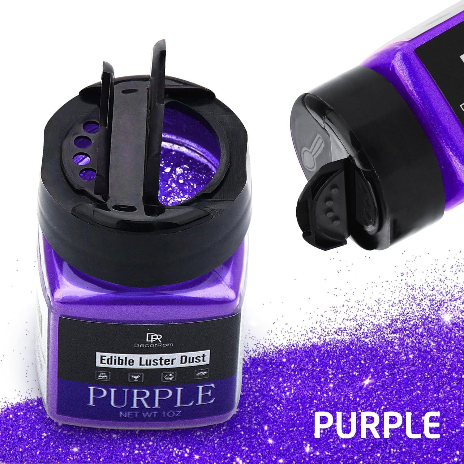 Edible Glitter - 1oz Luster Dust Edible Food Grade Glitter for Cocktail, Cake Decorating, Baking, Drinks - Shimmer Dust Powder, Metallic Food Coloring Powder for Icing, Fondant, Candy, Cookie (Purple)