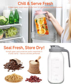 2 Quart Wide Mouth Glass Pitcher with Lid, 64oz Mason Jar Pitcher, Leak-proof Iced Tea Pitcher,Heavy Duty Container for Fridge Sweet Tea,Juice,Cold Brew Coffee,Breastmilk Storage Drinks-1PACK/Green