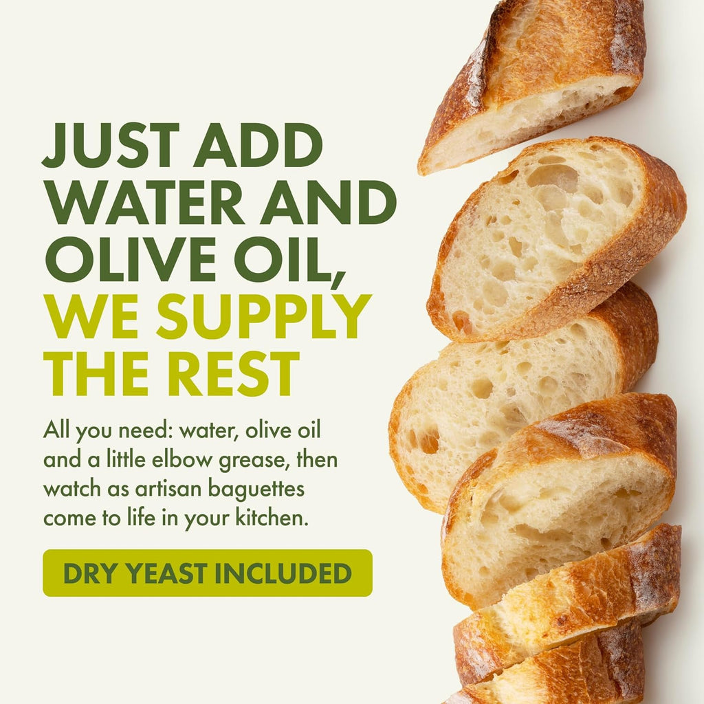 Let’s Bake Bread Organic Baguette Baking Mix - Crusty Artisan French Bread at Home - USDA Organic, Non-GMO, No Additives, Easy Home Baking, Parisian Bakery-Style Loaf - 17.64 oz (1 Pack)