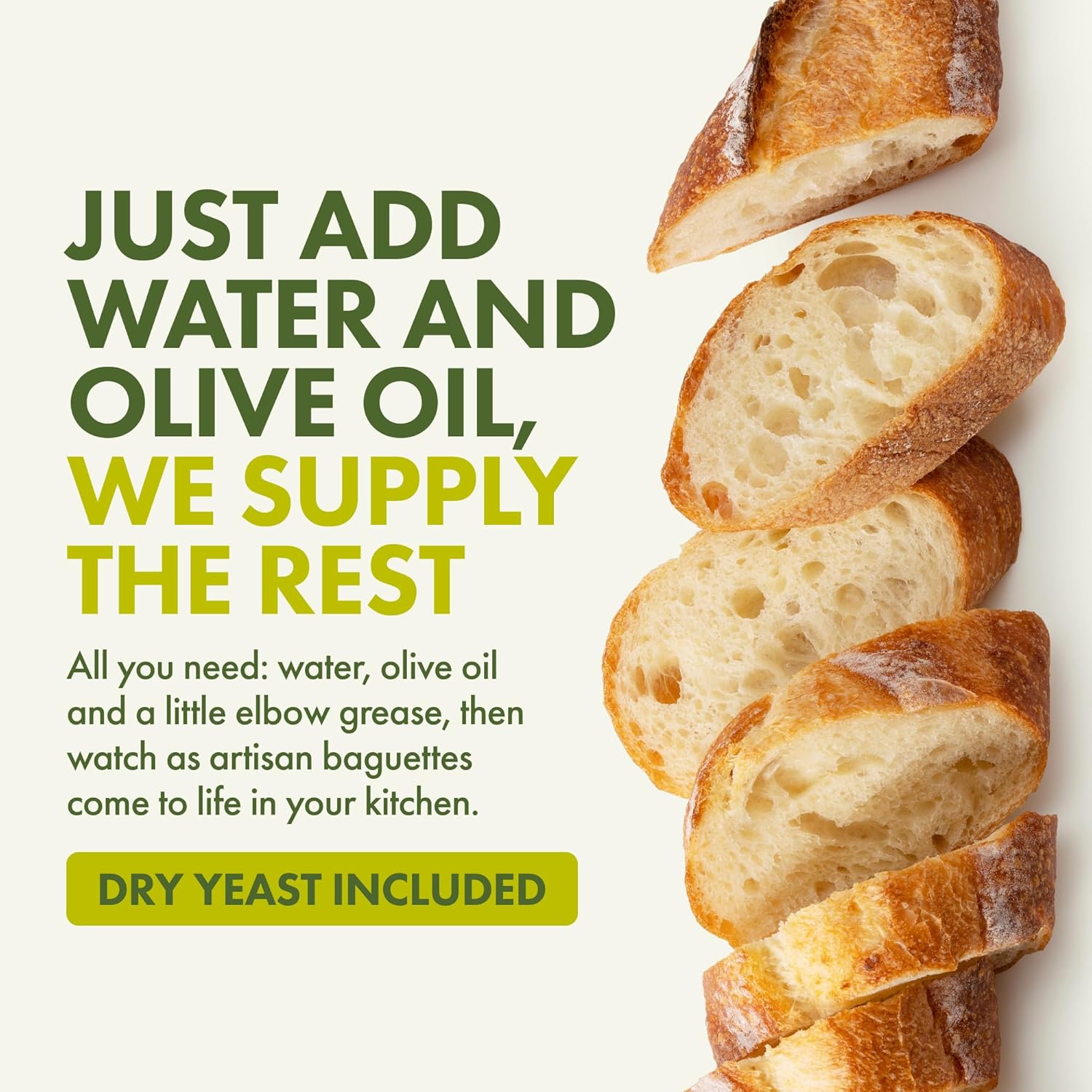 Let’s Bake Bread Organic Baguette Baking Mix - Crusty Artisan French Bread at Home - USDA Organic, Non-GMO, No Additives, Easy Home Baking, Parisian Bakery-Style Loaf - 17.64 oz (1 Pack)