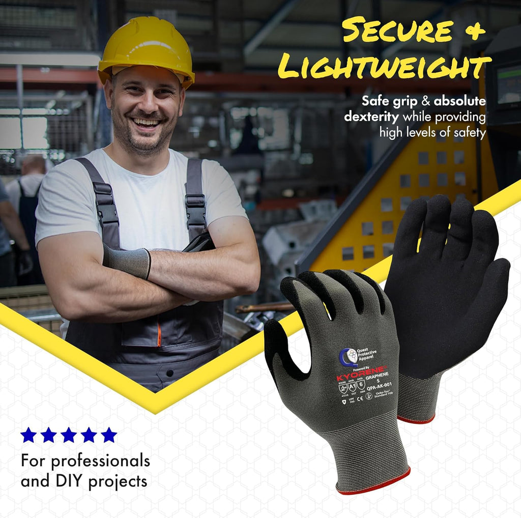 Quest Protective Apparel Cut Resistant Gloves - Puncture Resistant Cutting Gloves Work - Constructed with Graphene Technology