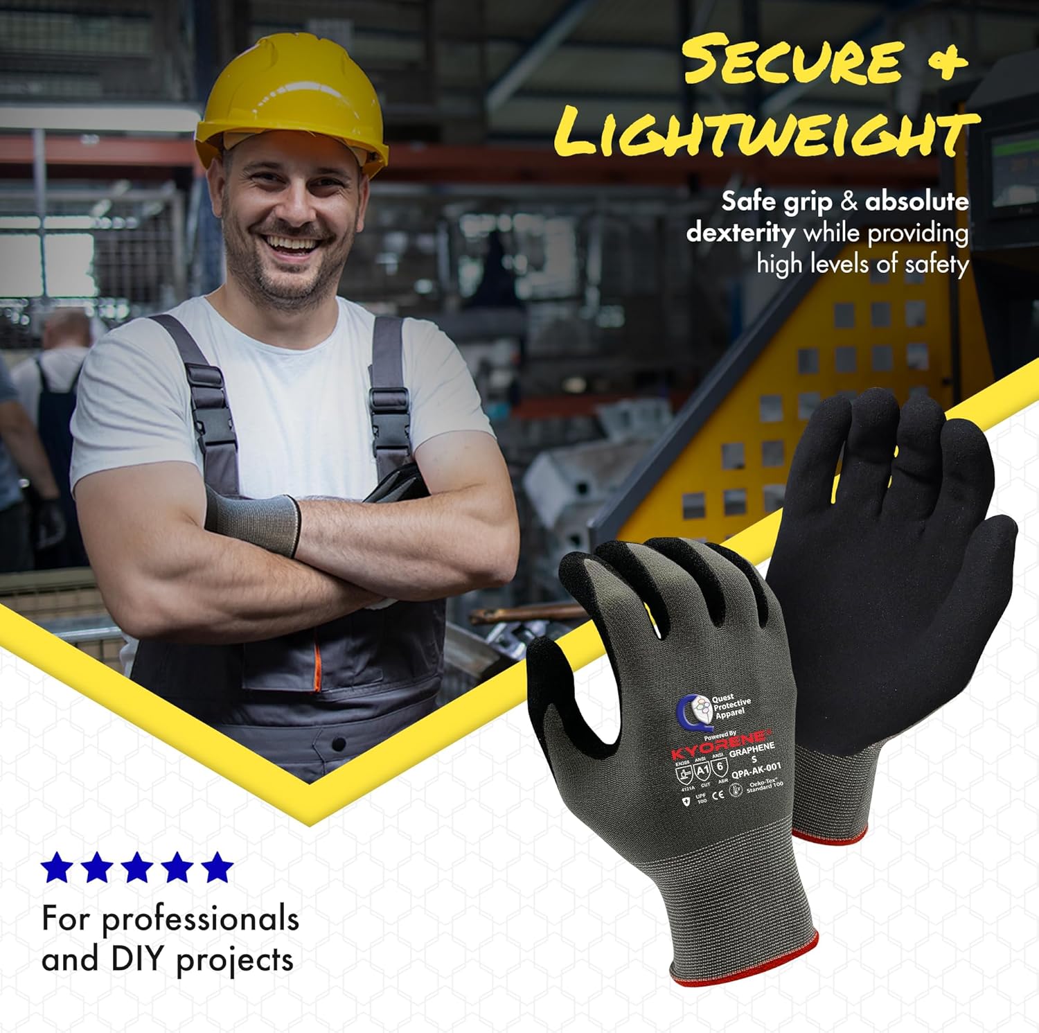 Quest Protective Apparel Cut Resistant Gloves - Puncture Resistant Cutting Gloves Work - Constructed with Graphene Technology