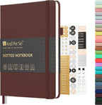 &And Per Se Dotted Journal Notebook, A5 Hardcover Bullet Dotted Journal, 160 Pages 100 gsm Thick Dotted Paper, 3 Sheets of Stickers Included - 5.7'' x 8''（Chocolate）