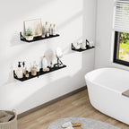 Dreamland 8 inch Deep Floating Shelves for Wall, 55W x 8D Wall Mounted Shelves Set of 2, Wide Display Ledge Shelf with Sturdy Metal Brackets for Living Room, Bathroom, Bedroom and Kitchen, Black