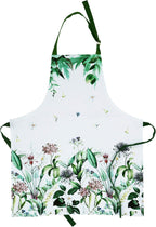 AMOUR INFINI Cotton kitchen Aprons with Adjustable Strap & Waist Ties for Baking Cooking Gardening Spring Apron (Floral Shrubs- 27.5 x 33 Inches)