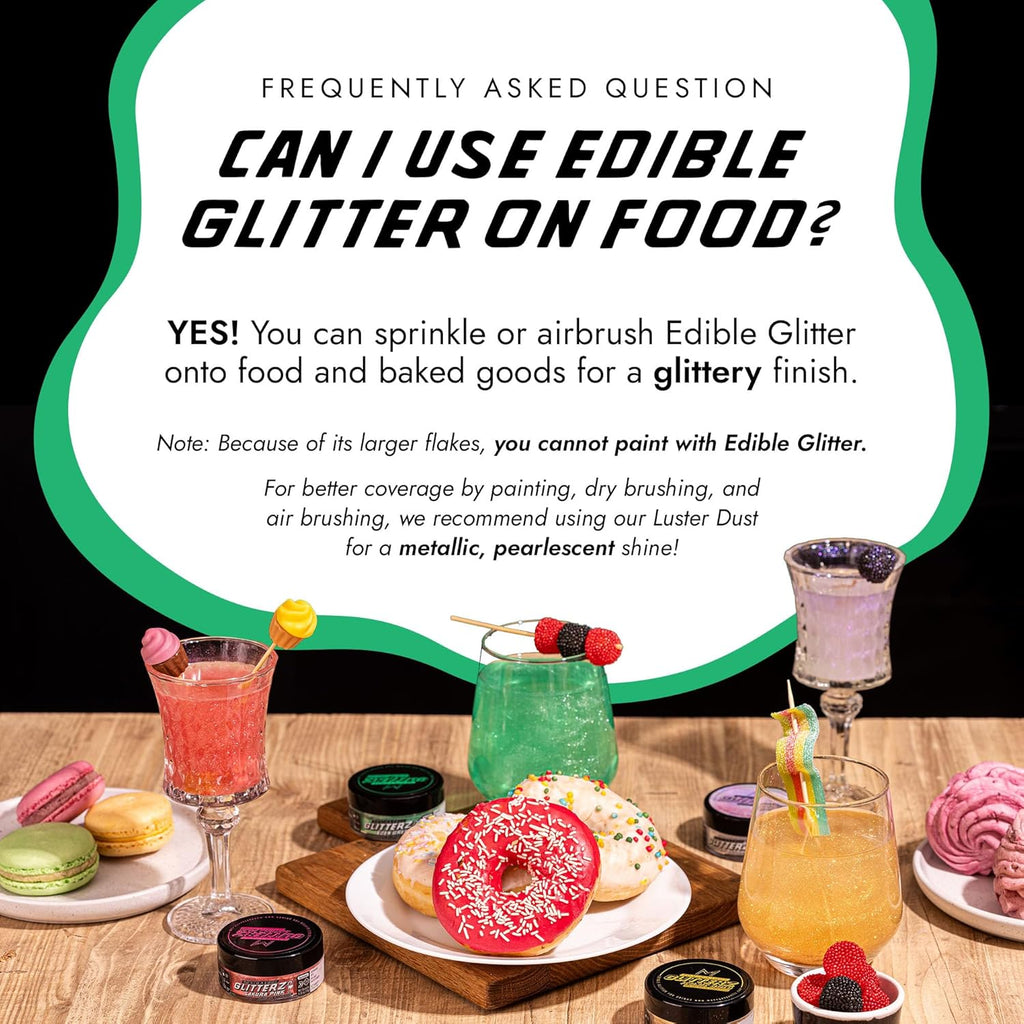 MONÉGASQUE Eden Green Edible Glitter for Drinks 10g – Edible Glitter for Cakes & Cocktails – Food Coloring Spray for Halloween Cake Decorations – Cocktail Drink Shimmer – Green Sprinkles for Cake