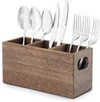 Wooden Silverware Holder,Kitchen Utensil Caddy with 3 Compartments,Cutlery Storage Organizer Countertop,Flatware Organizer for Party,Spoon, Fork Holder
