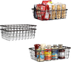 4 Pack Large Wire Baskets, 15" x 9" Metal Wire Basket for Pantry Organizers, Kitchen, Bathroom, Office, Stackable Storage Baskets, Bronze