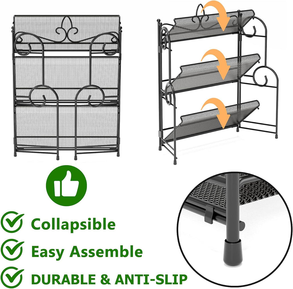 Bathroom Organizer Countertop - 3 Tier Spice Rack Organizer, Counter Organization and Storage for Bathroom, Kitchen, Bedroom, Offices, Foldable