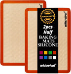 Silicone Baking Mat, Reusable Silicone Baking Sheets for Oven, 2Pcs Half Sheet(16.5"x11.6") Non-Stick (Orange)