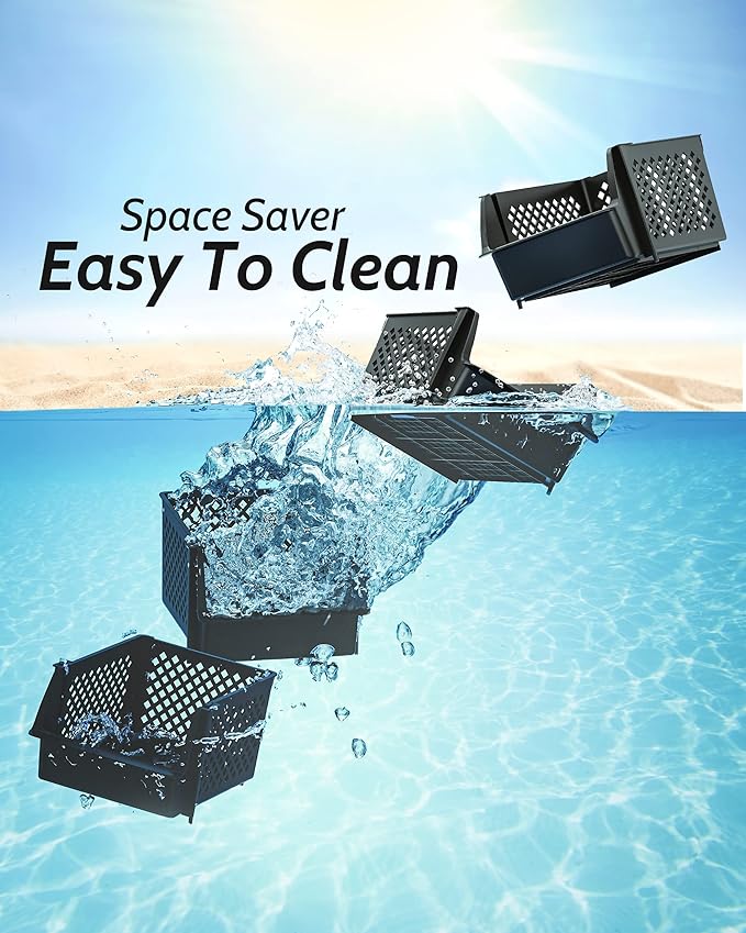 TidyFriend Stackable Storage Bins for Pantry Organizers and Storage 4 Pack, Pantry Storage for Food, Kitchen and Home Organization (Black)