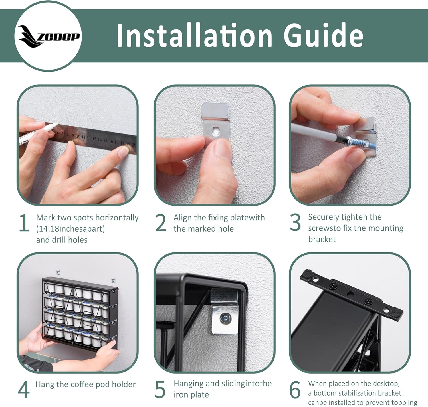 ZCDCP for K Cup Coffee Pod Holder, K Cup Holder Drawer Wall Mounted Coffee Pod Organiser (Holds 35 Coffee Pods)