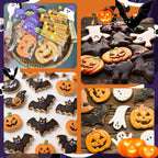5-PIECE Halloween Cookie Cutters Set Stainless Steel cookie cutter molds Pumpkin, Bat, Ghost, Witch's Hat, Cat Cat Cookie Cutters Holiday Decorative Party Supplies