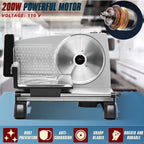 Meat Slicer, 200W Electric Food Deli Slicer with Adjustable Thickness and 2 Removable 7.5 Inch Stainless Steel Blades for Cheese and Bread, Ideal for Home (0-18 mm/0-0.7 Inches)
