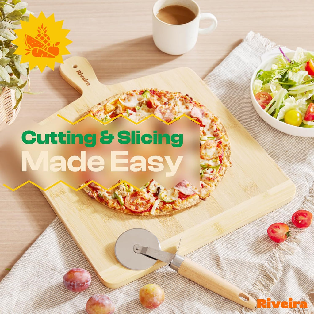 Riveira Two Tone Bamboo Wood Cutting Board – Gourmet Bamboo Grandeur: 17 x 13 Wooden Cutting Board – Wooden Cutting Boards For Kitchen Decorative – Innovative Juice Grooves Wooden Chopping Board