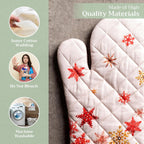 Maison d' Hermine Oven Gloves 100% Cotton Oven Mitt 7" x 13" with Loop Heat Resistant, BBQ, Cooking Gloves, Baking, Grilling, Kitchen, Handling Hot Pans (Pack of 1, Crystal Star)