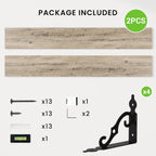 RICHFOCUS Floating Shelves for Wall Decor, 55.1W x 8D Shelves Set of 2, 8 Inch Deep Rustic Wood Shelves Wall Mounted with Brackets, Long Floating Shelves for Living Room Bedroom Kitchen, Grey