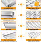 P&P CHEF Baking Oven Pan with Wire Rack, Stainless Steel Baking Oven Sheet Tray, Bacon Pan and Cooling Rack for Cooking Roasting Cookie, Dishwasher Safe & Easy Clean, 17.5 x 13 x 1 Inch