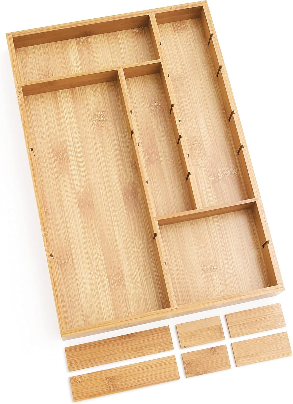Lipper International 8397 Bamboo Wood Adjustable Drawer Organizer with 6 Removable Dividers, 12" x 17-1/2" x 1-7/8"