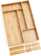 Lipper International 8397 Bamboo Wood Adjustable Drawer Organizer with 6 Removable Dividers, 12" x 17-1/2" x 1-7/8"