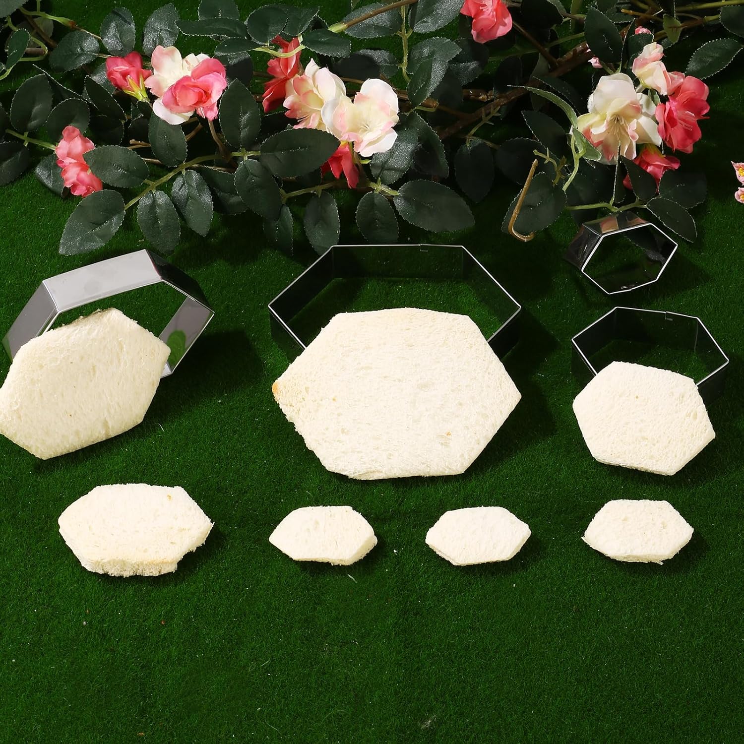 Hexagon Cookie Cutter Set 4 Sizes- 5 Inch, 4 Inch, 3 Inch, 2 Inch Stainless Steel Geometric Gem Cookie Cutters Shapes Molds