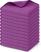 Homaxy Microfiber Waffle Weave Kitchen Dish Cloths, 12 x 12 Inch Ultra Absorbent and Solid Color Dish Towels for Kitchen Fast Drying Dishcloth for Washing Dishes, 12 Pack, Purple