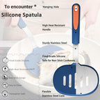 To encounter 2 Pieces Silicone Spatula set, Non-Stick Turner Spatulas, Heat Resistant Silicone Cooking Flipper for Eggs, Fish, Pancakes, Navy Blue