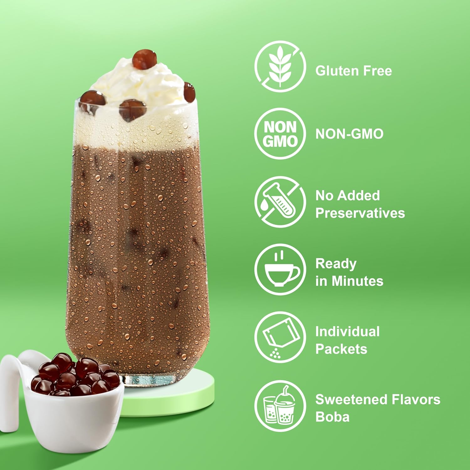 J WAY Instant Vietnamese Coffee Kit with Authentic Brown Sugar Tapioca Boba, Ready in Under One Minute, Paper Straws Included - 3 Servings