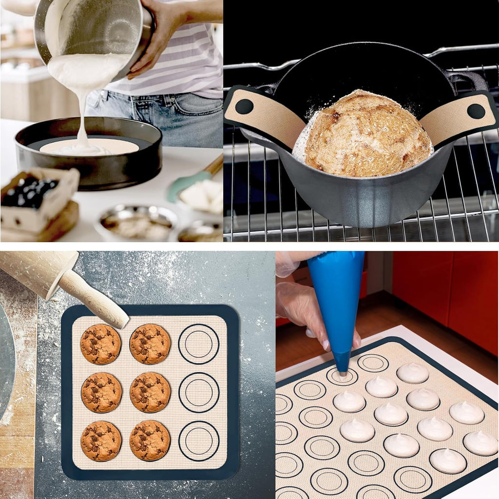 Silicone Baking Mat,Bread Baking Mats All-in-One Silicone Baking Mat Set - Kneading Mat,Non-Stick Pizza Bakeware Mat for Making Cookie,Bread,Bun,Pastry