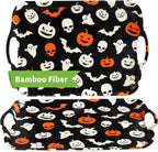 Oasis Choice 2-Pack Halloween Bamboo Fiber Serving Trays - 18x13 Inch Large Platters w/Handles for Horror Party, Birthday,BBQ, Buffet - Pumpkin, Bat & Skeleton Decor (Spooky Black, 18inch)