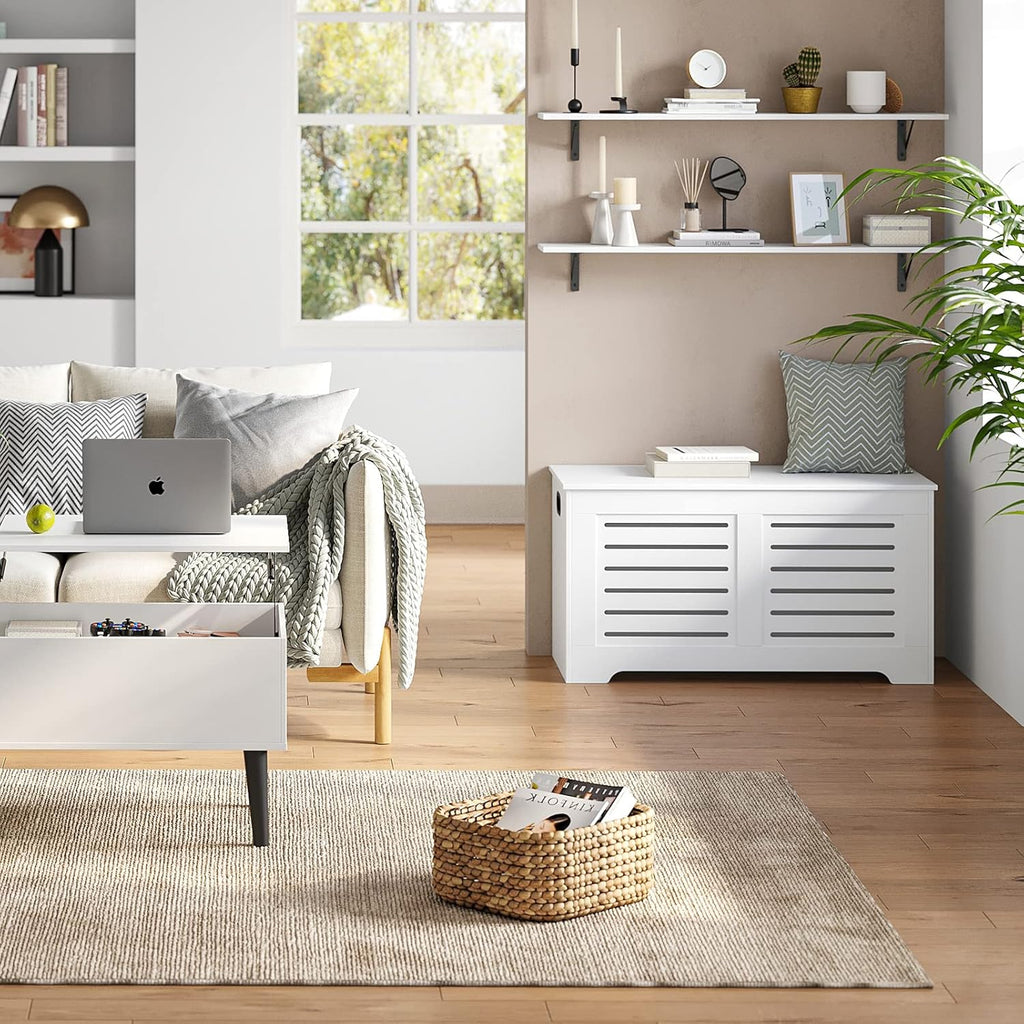 DINZI LVJ Long Wall Shelves, 47.3Inch Wall Mounted Shelves Set of 2, Extra Large Floating Storage Ledges with Sturdy Metal Brackets for Living Room, Bathroom, Bedroom, Kitchen, White