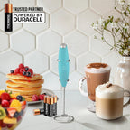 Zulay Kitchen Powerful Milk Frother Wand With 4 AA Duracell Batteries - Ultra Fast Handheld Drink Mixer - Electric Whisk Foam Maker for Coffee, Lattes, Cappuccino, Matcha & Creamer -