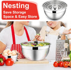 E-far Mixing Bowls with Lids, 12-Piece Stainless Steel Salad Bowls Metal Nesting Bowls for Baking Cooking and Prepping, Airtight Lids & Stackable Design, Size 7, 4.5, 3, 1.5, 1.2, 0.7 QT (Red)