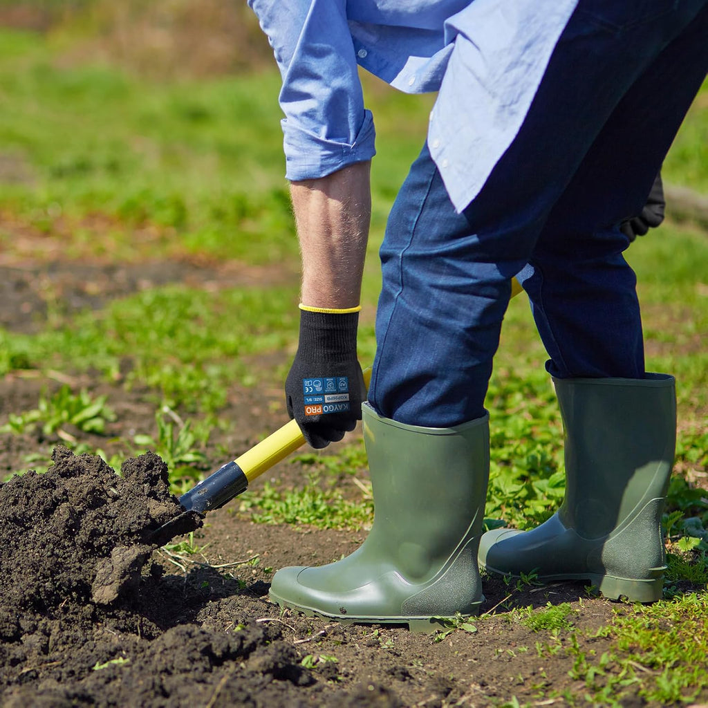 KAYGO Cut Resistant Gloves PU Coated, 12 Pairs Safety Work Gloves with full fingers Touchscreen, ANSI Cut Level A2, for Men and Women, Ideal for General Duty Work KG11P, Black,S