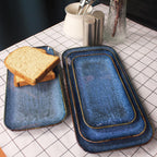 Porcelain Dinner Plates set dessert salad dish Set of 4,Main Dish for Steak,Bread, Pasta,Salad, Microwave Oven and Dishwasher Safe,Scratch Resistant Reusable 9.8 INCH Rectangular