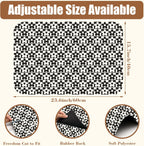 Black and White Checkered Flower Dish Drying Mat for Kitchen Counter Absorbent Coffee Mat Hide Stain Rubber Backed Drying Rack Pad Espresso Machine Coffee Bar Accessories 15.7 x 23.6 Inch