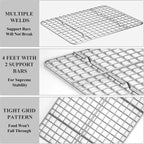 Baking Sheet with Cooling Rack Set [2 Sheets + 2 Racks], Deedro Stainless Steel Cookie Sheet Baking Pan Half Sheets Oven Tray with Rack, 10 x 8 x 1 Inch, Heavy Duty, Non-toxic, Dishwasher Safe