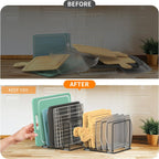 Cutting Board Organizer, [2-Pack] Kitchen Cabinet Organizer, Divided Rack with 5 Slots for Baking Trays, Cutting Boards - Cookie sheet Organizer Inside Cabinet, Baking Sheets Holder (Large)