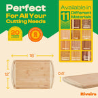 Riveira Two Tone Bamboo Wood Cutting Board – Gourmet Bamboo Grandeur: 18 x 12 Wooden Cutting Board – Wooden Cutting Boards For Kitchen Decorative – Innovative Juice Grooves Wooden Chopping Board