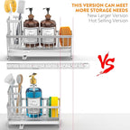 Cisily Extra Large Silver Sponge Holder for Kitchen Sink, Sink Caddy Organizer with High Brush Holder, Kitchen Countertop Organizers and Storage Essentials, Rustproof 304 Stainless Steel