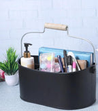 Alpha Living Home 4-Compartment Metal Flatware Caddy Silverware & Condiment Holder Cutlery Organizer Flatware Organizer - Perfect for Kitchen, Dining, and Picnics (Black)