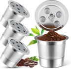 Stainless Steel Reusable K Cups for K-Supreme & K-Supreme Plus, Reusable K Cups Five Hole Universal K-eurig Refillable Coffee Pod Filter (4 Pack)