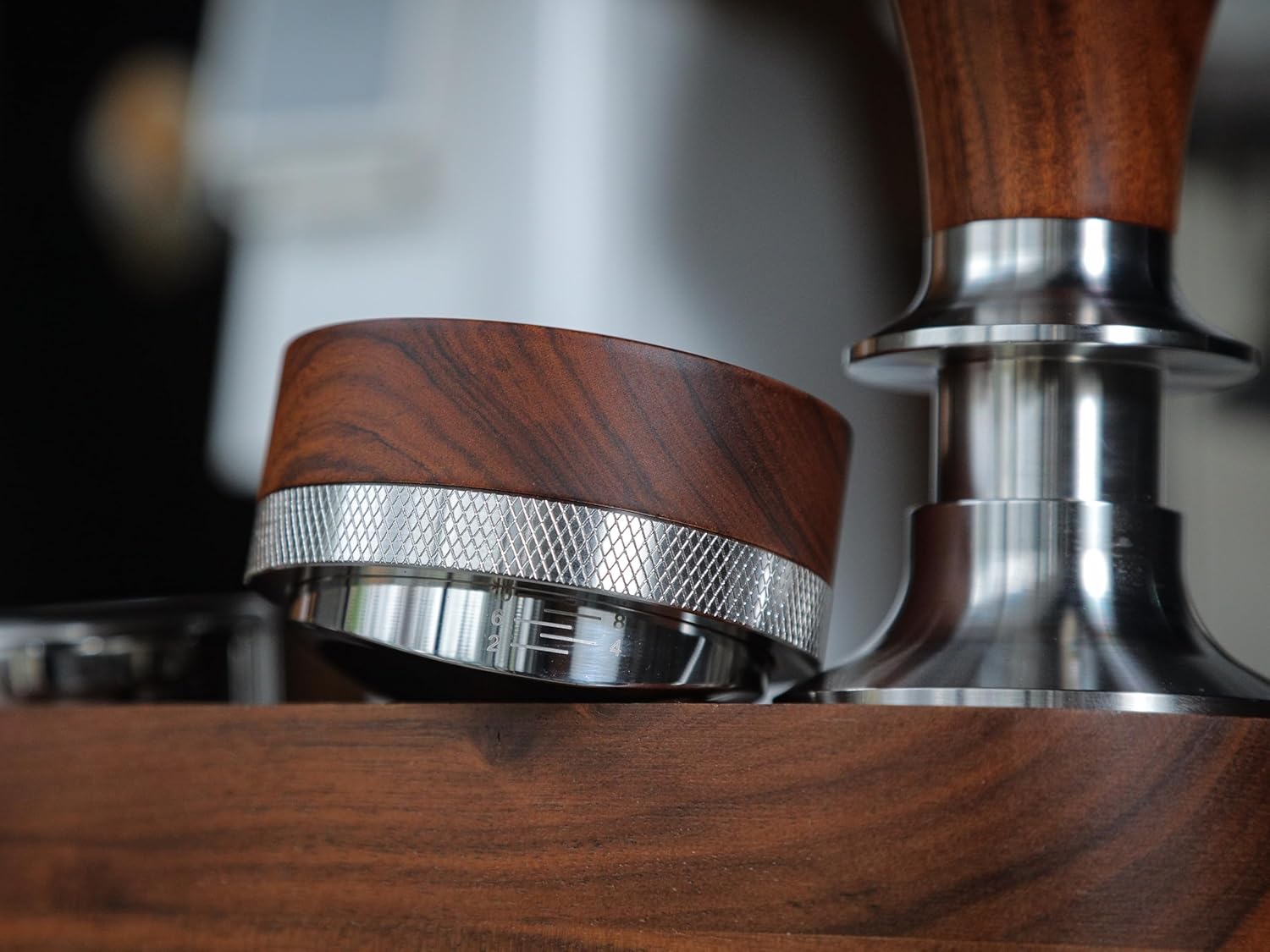 Espresso Distribution Tool 58mm Coffee Distributor Rosewood Adjustable Depth Stainless Steel Espresso Leveler Premium Espresso Machine Accessories For Coffee Bar