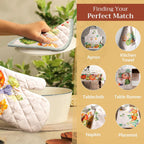 Maison d' Hermine Pot Holders Set 100% Cotton Heat Resistant Potholders 8" x 8" Hot Pads with Loop BBQ, Cooking, Baking, Grilling, Kitchen, Handling Hot Pans (Pack of 2, Lumina)