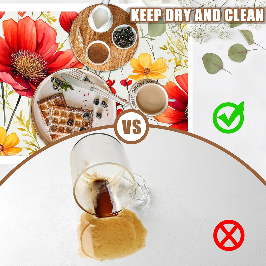 Red and Yellow Flowers Coffee Mat Absorbent Dish Drying Mat for Kitchen Counter Hide Stain Rubber Backed Coffee Bar Accessories Fit Under Espresso Machine Dish Drainer, 15.7 x 23.6 Inch
