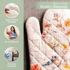 Maison d' Hermine Oven Gloves 100% Cotton Oven Mitt 7" x 13" with Loop Heat Resistant, BBQ, Cooking Gloves, Baking, Grilling, Kitchen, Handling Hot Pans (Pack of 1, Kelim - Prairie)