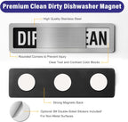 Dishwasher Clean Dirty Sign-Dishwasher Magnet Stainless Steel Clean Dirty Sign for Kitchen Organization Farmhouse Dishwasher Slide Indicator, Optional Adhesive Stickers