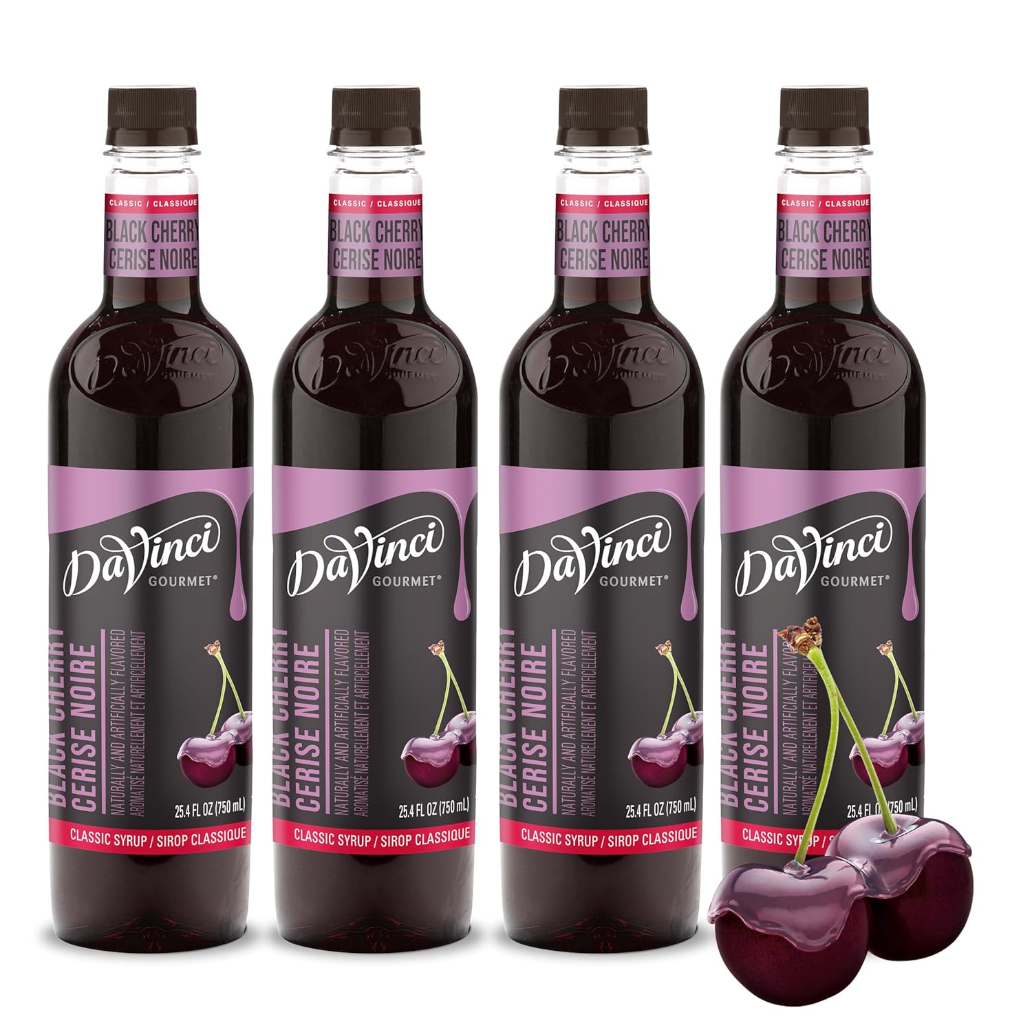 DaVinci Gourmet Classic Black Cherry Syrup, 25.4 Fluid Ounces (Pack of 4)